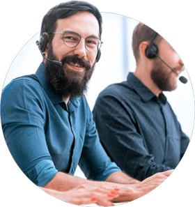 PowerSchool employees wearing headsets to provide professional services & support for k-12 partners