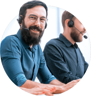 PowerSchool employees wearing headsets to provide professional services & support for k-12 partners