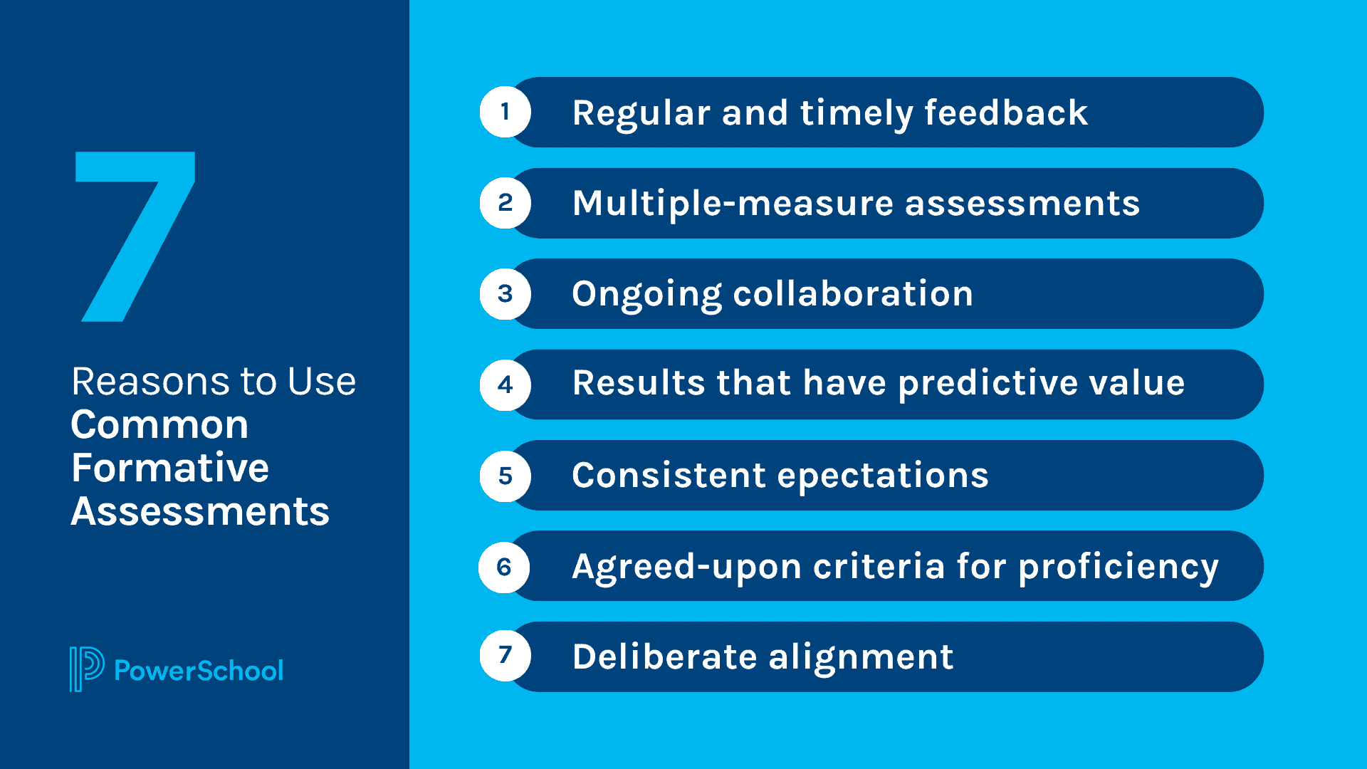 This image describes in bullet format 7 reasons why common formative assessments should be used. 