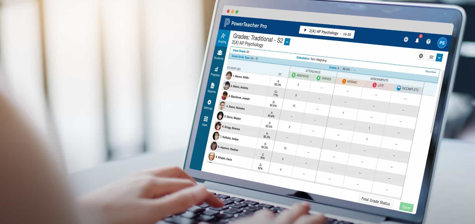 powerteacher pro screenshot on a tablet