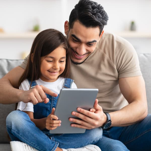 Man and child reading