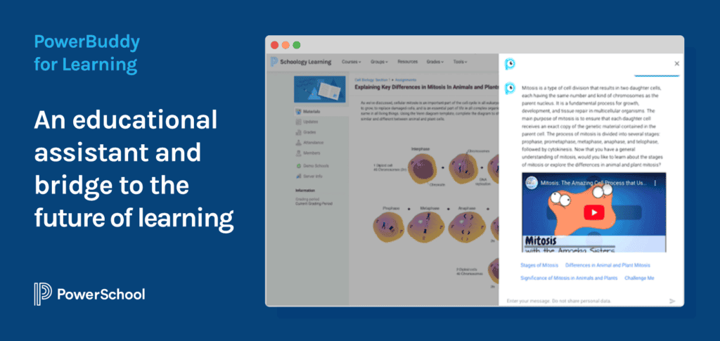 Image says: PowerBuddy for Learning an educational assistant and bridge to the future of learning
