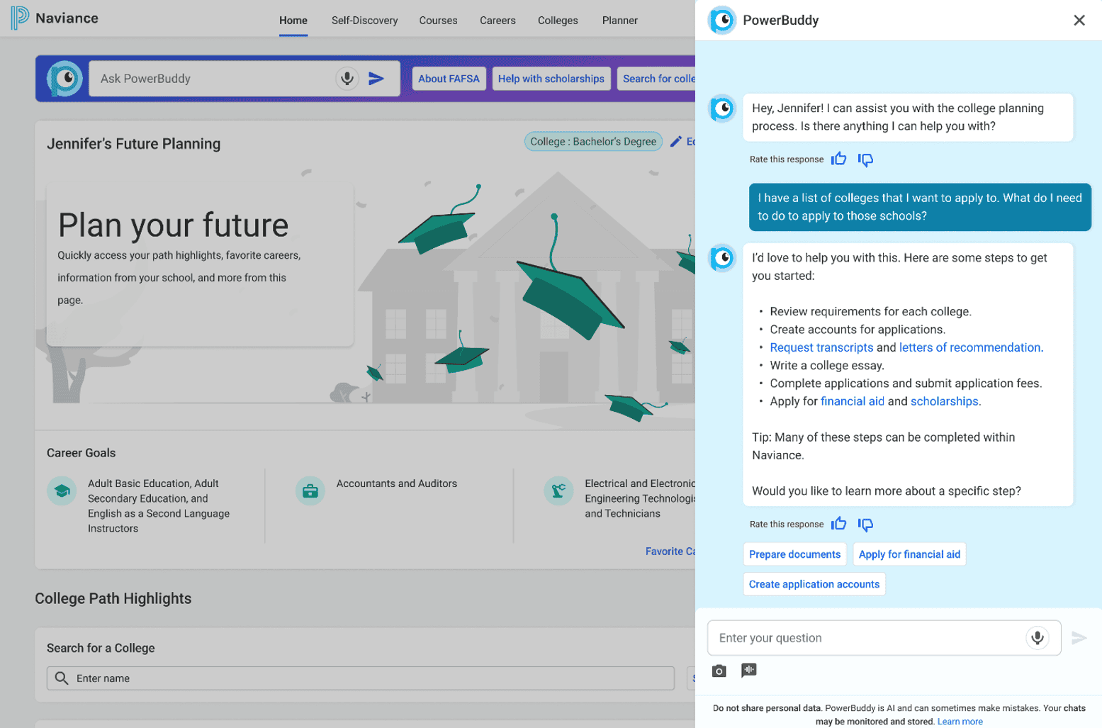PowerBuddy in Naviance
